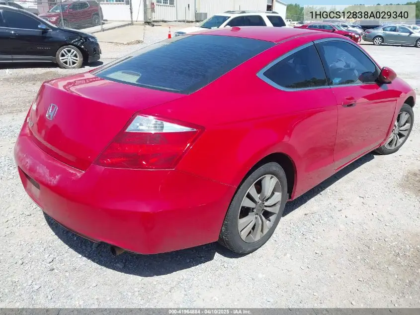 2008 Honda Accord 2.4 Ex-L VIN: 1HGCS12838A029340 Lot: 41964884