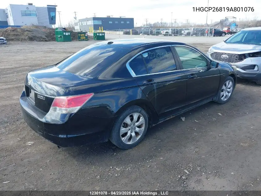 2009 Honda Accord Exl VIN: 1HGCP26819A801076 Lot: 12301078