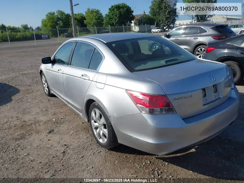 2009 Honda Accord Ex VIN: 1HGCP26789A800370 Lot: 12342697