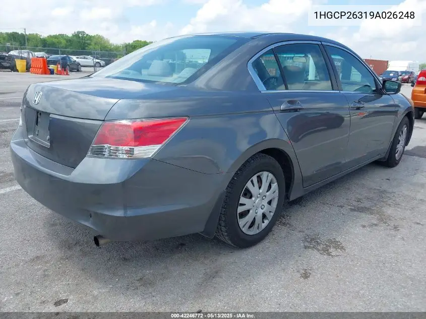 2009 Honda Accord 2.4 Lx VIN: 1HGCP26319A026248 Lot: 42246772