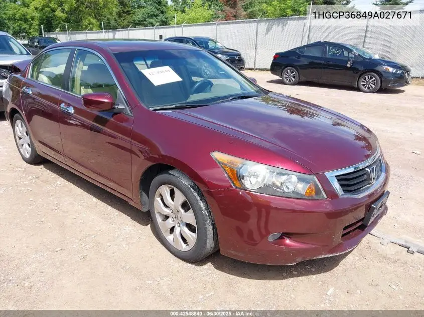2009 Honda Accord 3.5 Ex-L VIN: 1HGCP36849A027671 Lot: 42548840