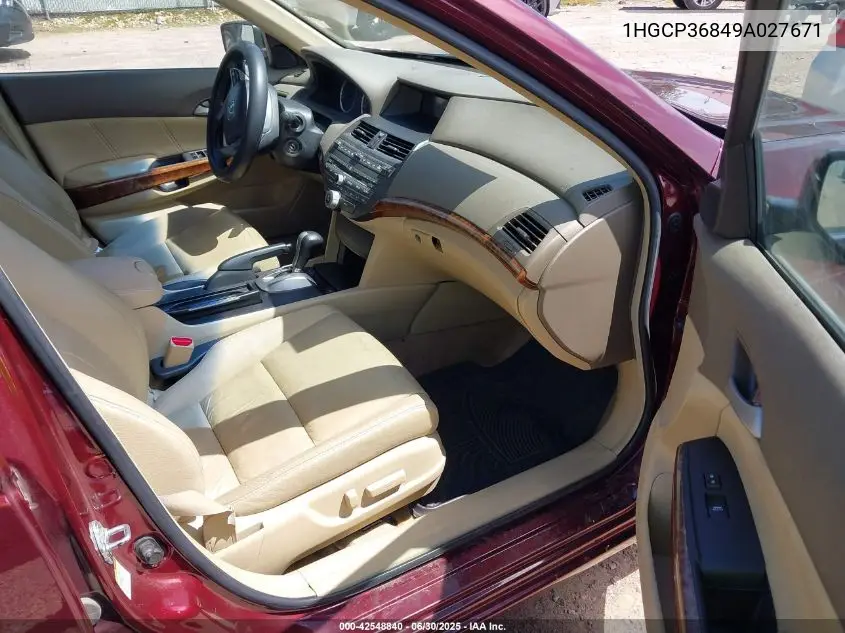 2009 Honda Accord 3.5 Ex-L VIN: 1HGCP36849A027671 Lot: 42548840