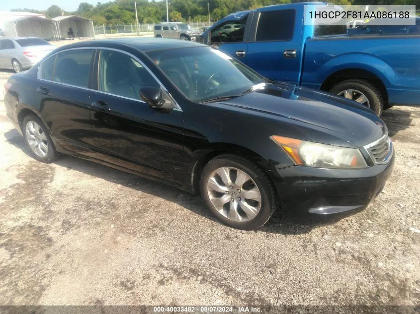 2010 Honda Accord Sdn 2.4 Ex-L/Ex-L VIN: 1HGCP2F81AA086188 Lot: 40033482