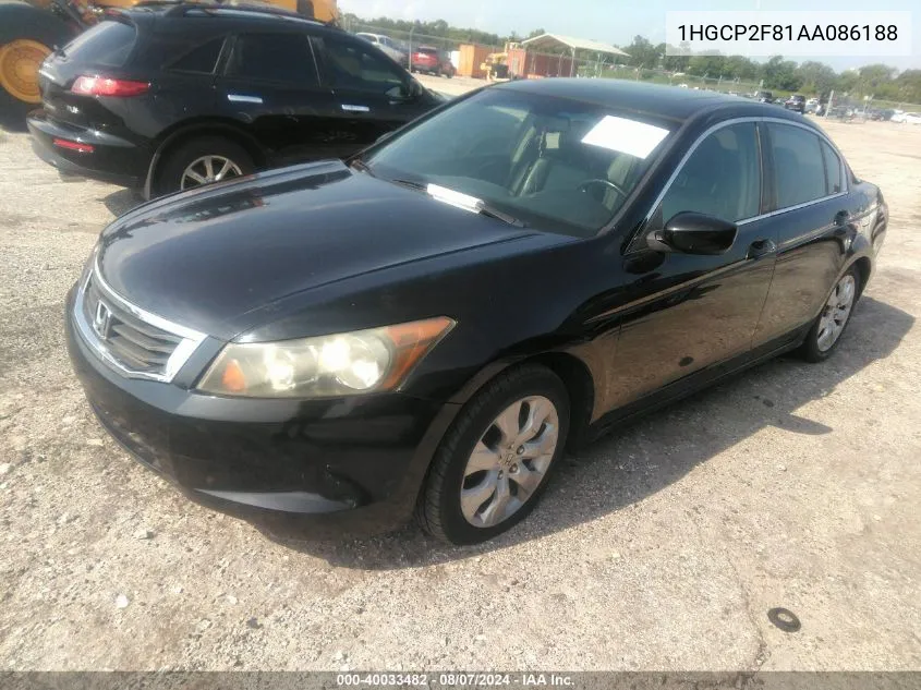 2010 Honda Accord Sdn 2.4 Ex-L/Ex-L VIN: 1HGCP2F81AA086188 Lot: 40033482