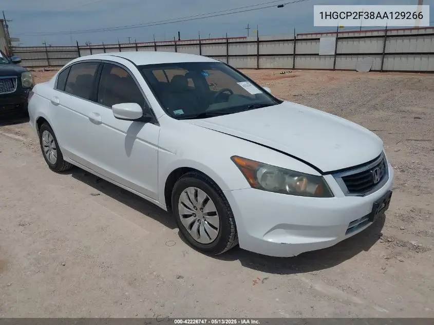 2010 Honda Accord 2.4 Lx VIN: 1HGCP2F38AA129266 Lot: 42226747