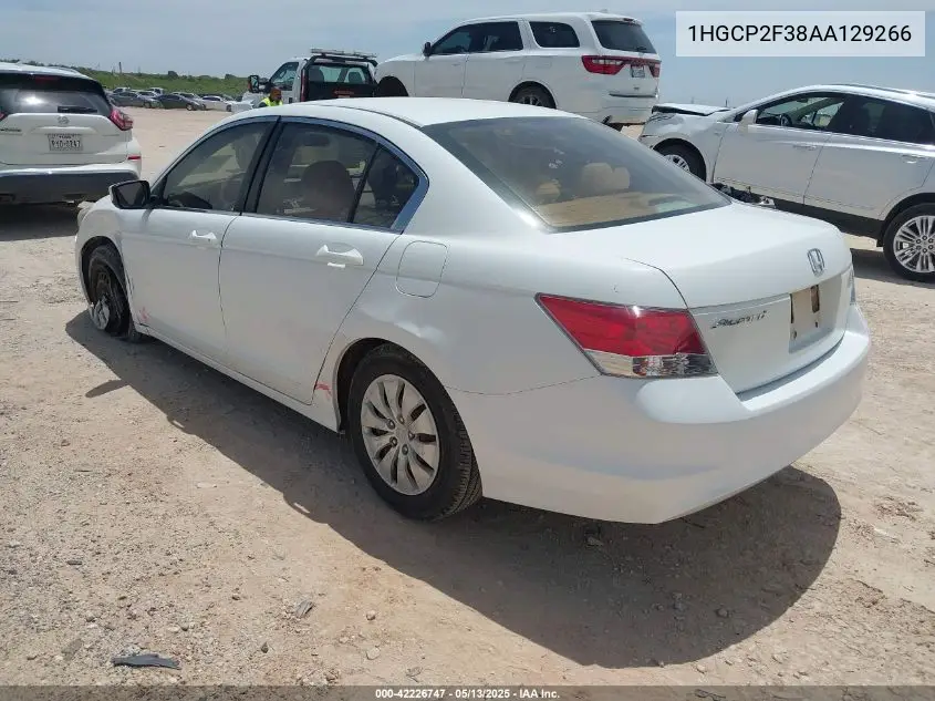 2010 Honda Accord 2.4 Lx VIN: 1HGCP2F38AA129266 Lot: 42226747
