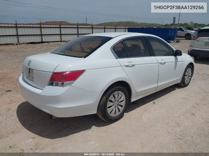 2010 Honda Accord 2.4 Lx VIN: 1HGCP2F38AA129266 Lot: 42226747