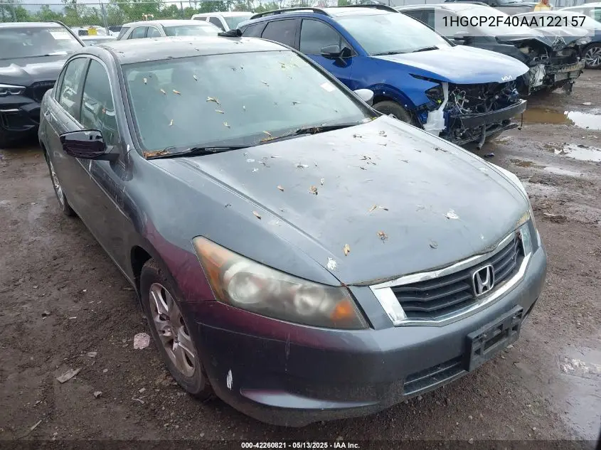 2010 Honda Accord 2.4 Lx-P VIN: 1HGCP2F40AA122157 Lot: 42260821