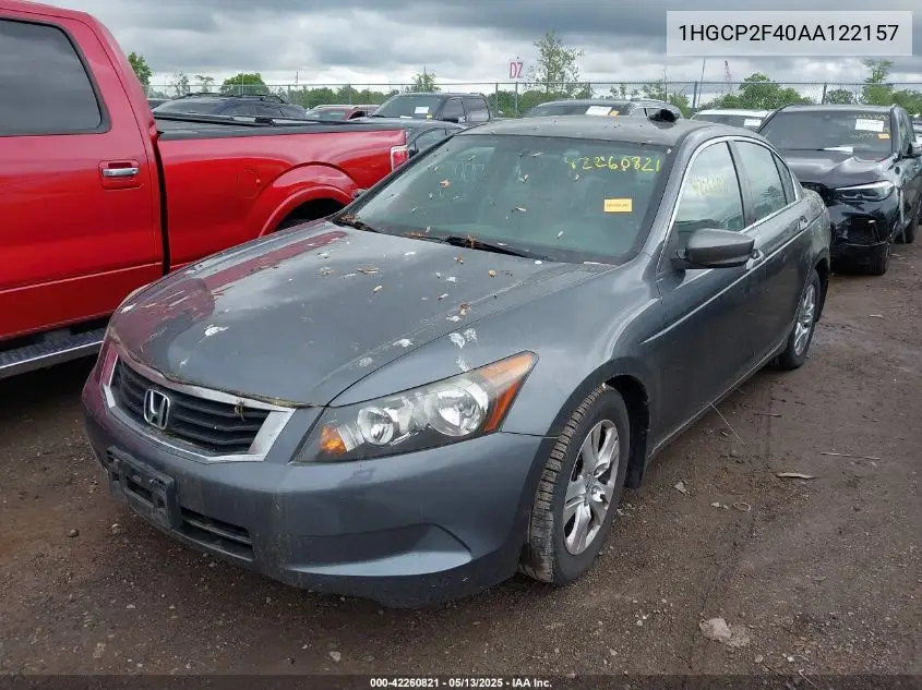 2010 Honda Accord 2.4 Lx-P VIN: 1HGCP2F40AA122157 Lot: 42260821