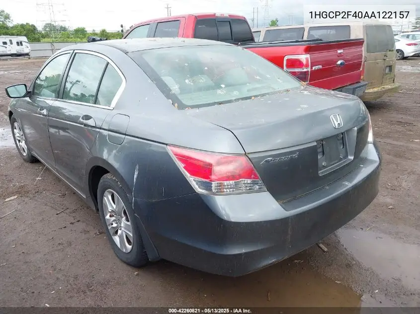 2010 Honda Accord 2.4 Lx-P VIN: 1HGCP2F40AA122157 Lot: 42260821