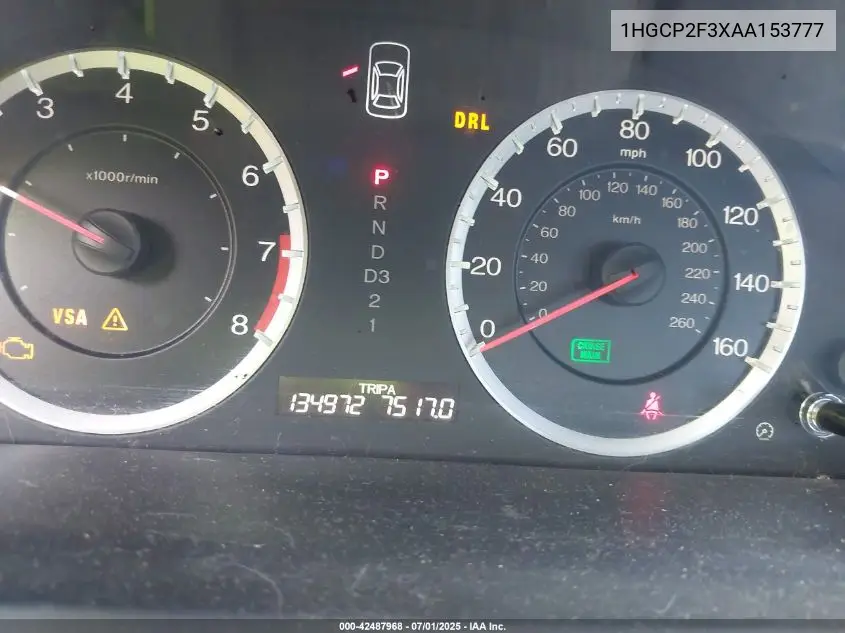2010 Honda Accord 2.4 Lx VIN: 1HGCP2F3XAA153777 Lot: 42487968
