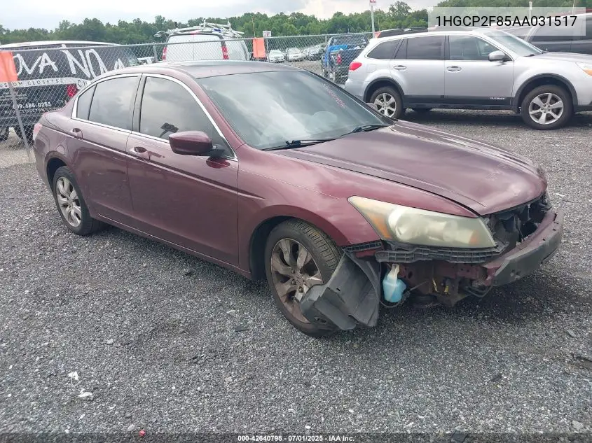 2010 Honda Accord 2.4 Ex-L VIN: 1HGCP2F85AA031517 Lot: 42640795