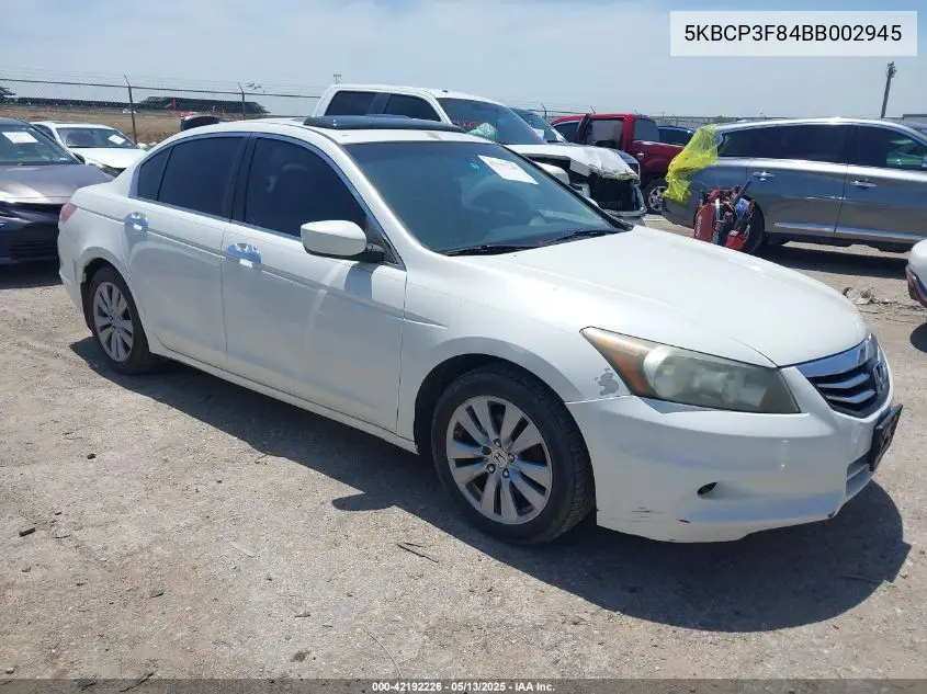 2011 Honda Accord 3.5 Ex-L VIN: 5KBCP3F84BB002945 Lot: 42192226