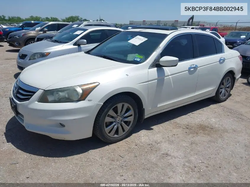 2011 Honda Accord 3.5 Ex-L VIN: 5KBCP3F84BB002945 Lot: 42192226