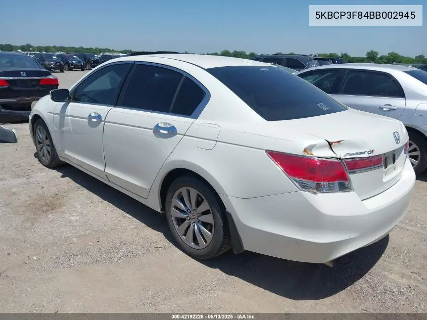 2011 Honda Accord 3.5 Ex-L VIN: 5KBCP3F84BB002945 Lot: 42192226