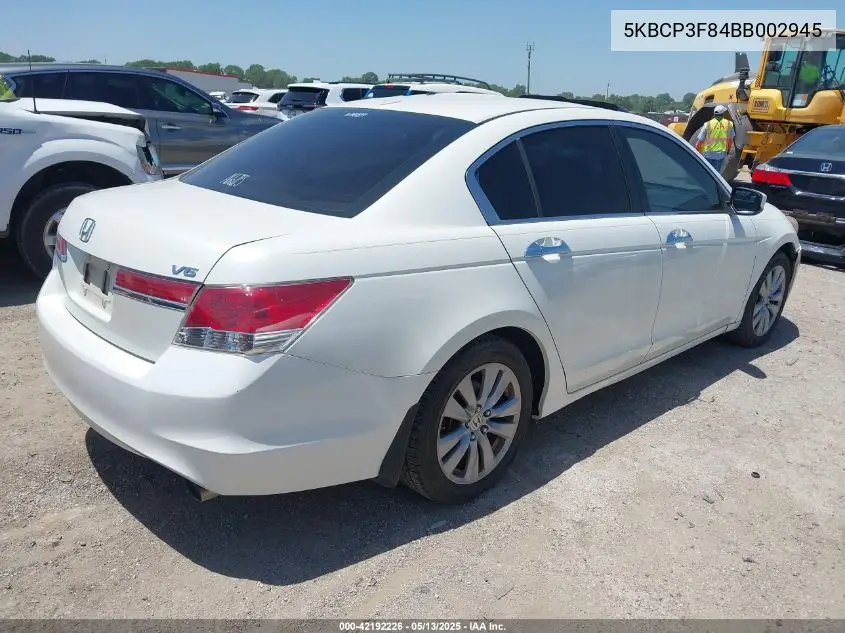 2011 Honda Accord 3.5 Ex-L VIN: 5KBCP3F84BB002945 Lot: 42192226