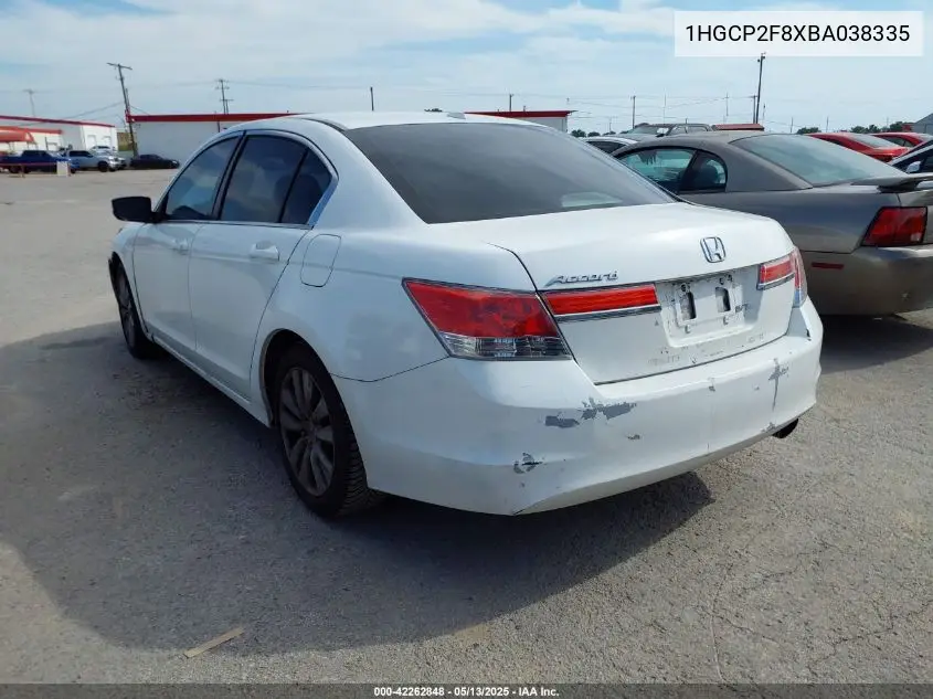 2011 Honda Accord 2.4 Ex-L VIN: 1HGCP2F8XBA038335 Lot: 42262848