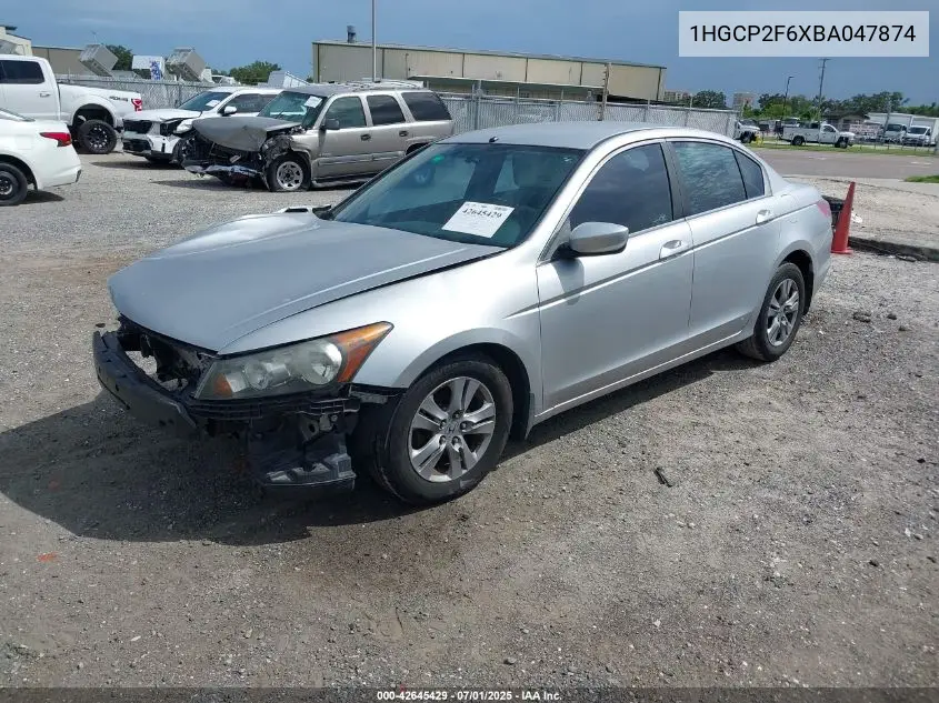 2011 Honda Accord 2.4 Se VIN: 1HGCP2F6XBA047874 Lot: 42645429
