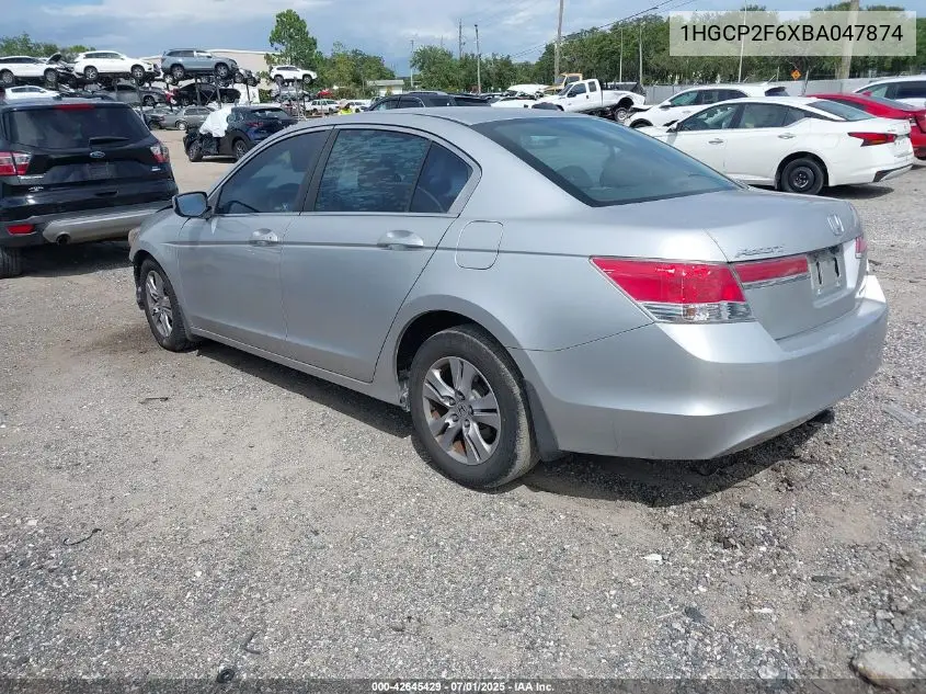 2011 Honda Accord 2.4 Se VIN: 1HGCP2F6XBA047874 Lot: 42645429