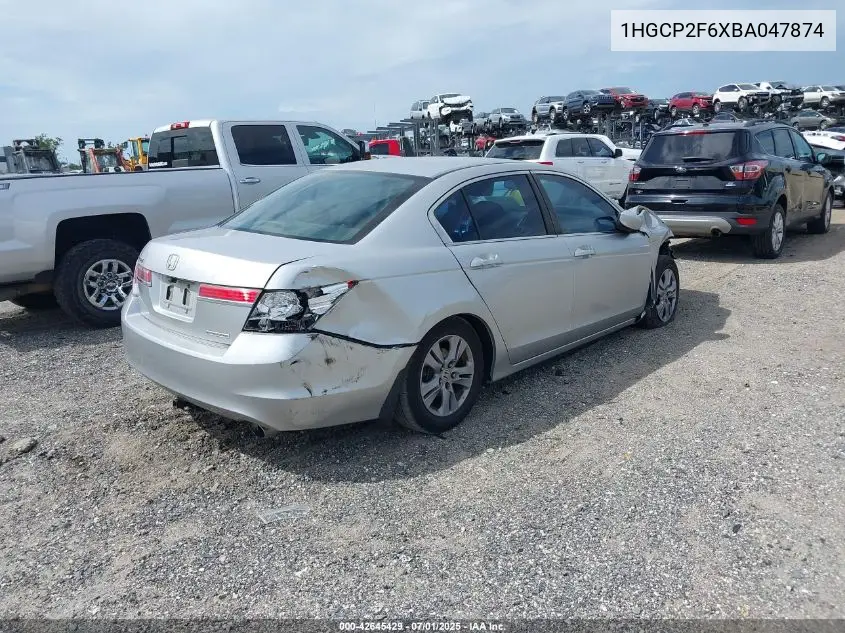 2011 Honda Accord 2.4 Se VIN: 1HGCP2F6XBA047874 Lot: 42645429