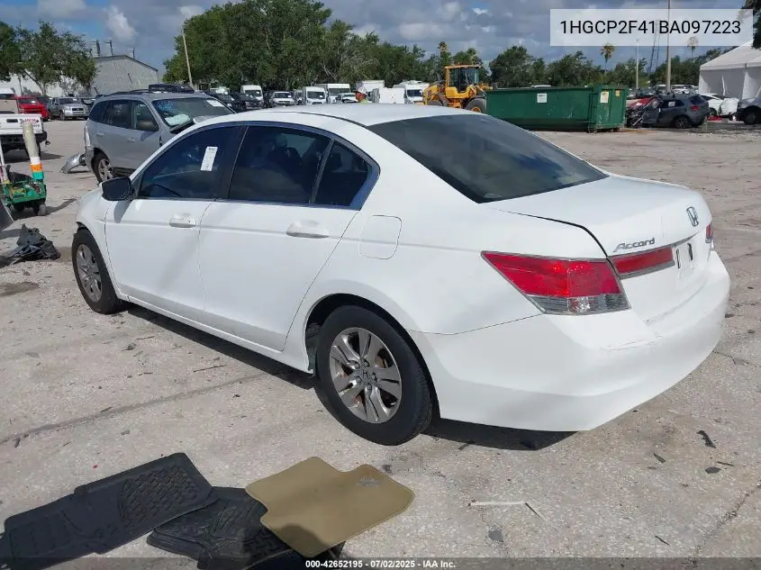2011 Honda Accord 2.4 Lx-P VIN: 1HGCP2F41BA097223 Lot: 42652195