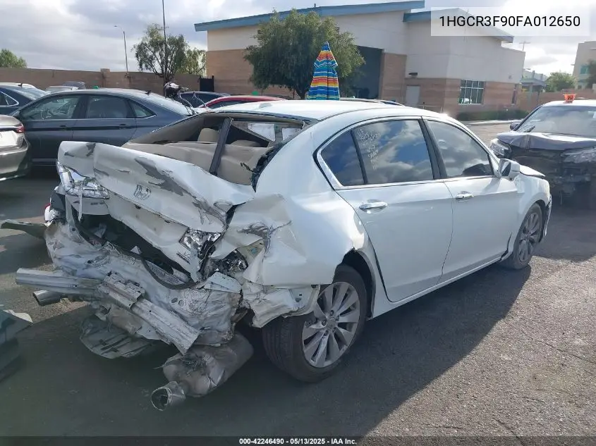 2015 Honda Accord Touring VIN: 1HGCR3F90FA012650 Lot: 42246490