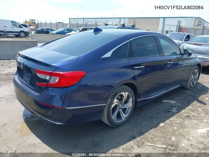 2020 Honda Accord Exl VIN: 1HGCV1F52LA802086 Lot: 12329263