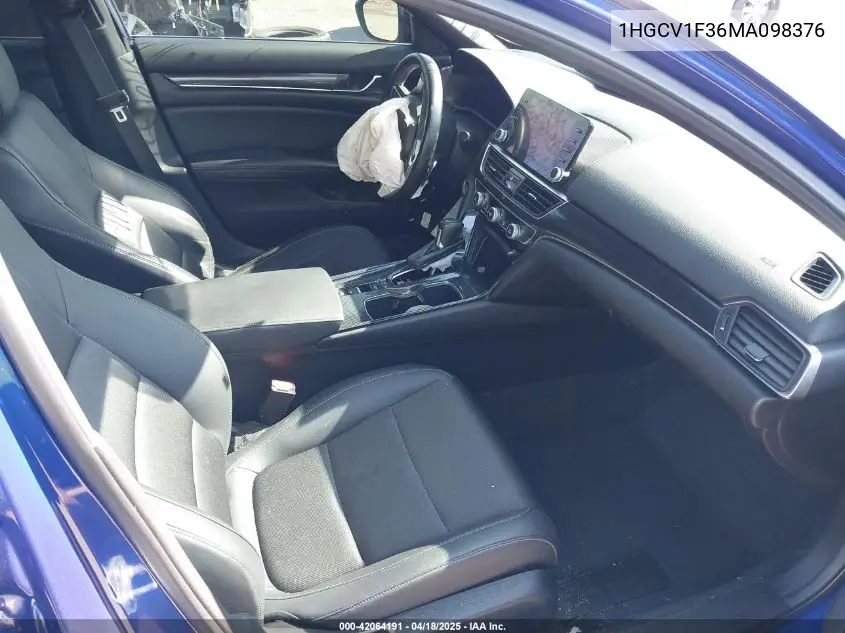 2021 Honda Accord Sport VIN: 1HGCV1F36MA098376 Lot: 42064191