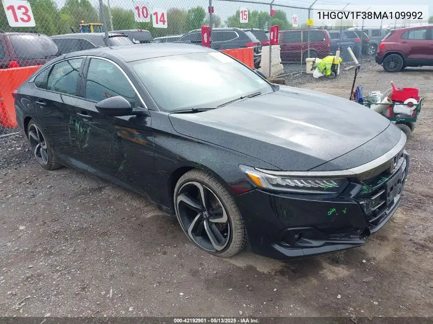 2021 Honda Accord Sport VIN: 1HGCV1F38MA109992 Lot: 42192901