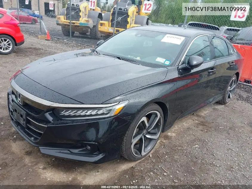 2021 Honda Accord Sport VIN: 1HGCV1F38MA109992 Lot: 42192901