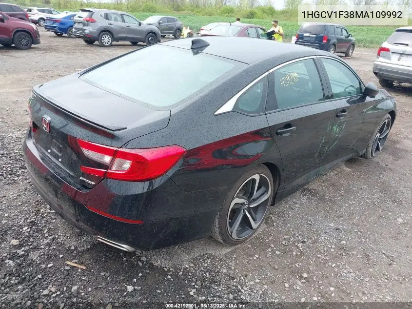 2021 Honda Accord Sport VIN: 1HGCV1F38MA109992 Lot: 42192901