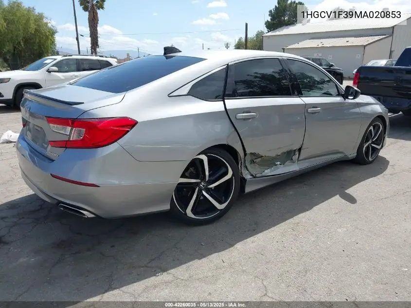2021 Honda Accord Sport VIN: 1HGCV1F39MA020853 Lot: 42260035