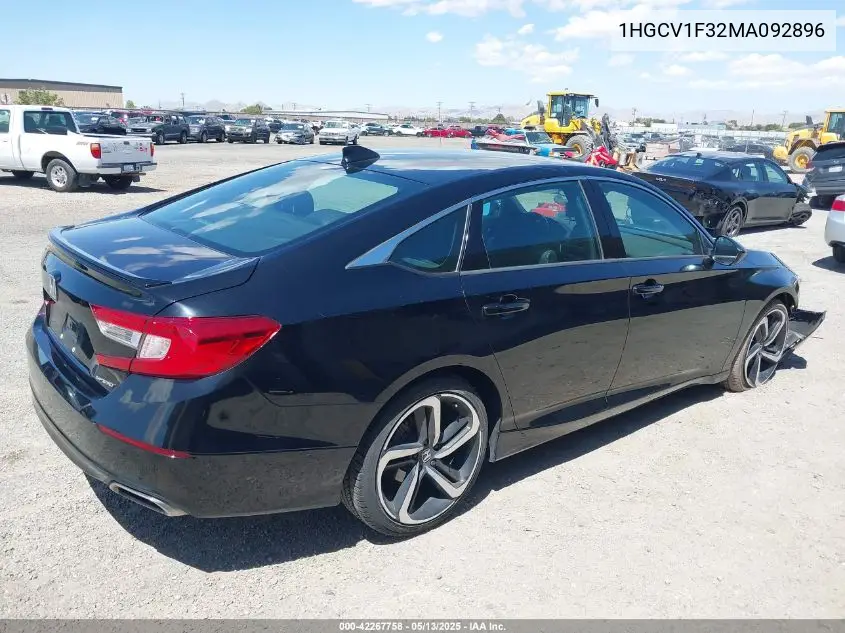 2021 Honda Accord Sport VIN: 1HGCV1F32MA092896 Lot: 42267758