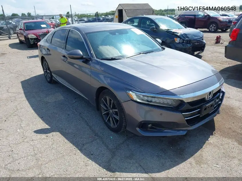 2021 Honda Accord Ex-L VIN: 1HGCV1F54MA060548 Lot: 42572423