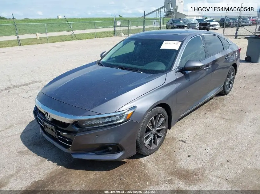 2021 Honda Accord Ex-L VIN: 1HGCV1F54MA060548 Lot: 42572423