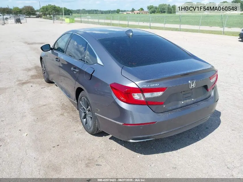 2021 Honda Accord Ex-L VIN: 1HGCV1F54MA060548 Lot: 42572423
