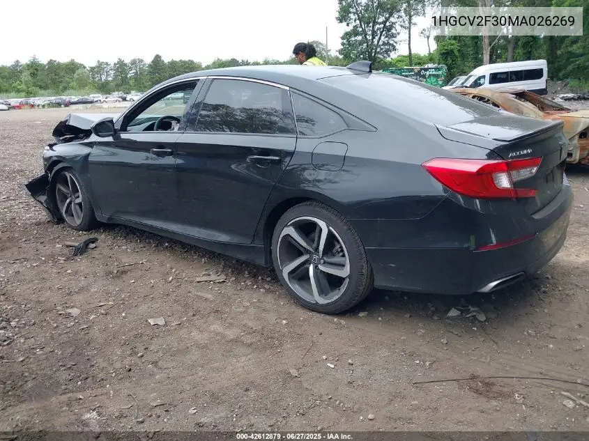 2021 Honda Accord Sport 2.0T VIN: 1HGCV2F30MA026269 Lot: 42612879