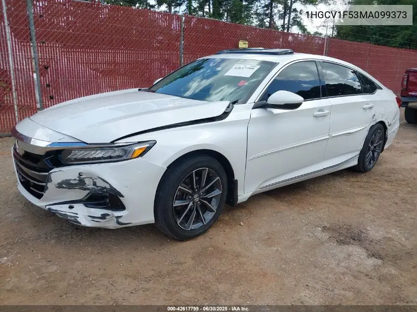 2021 Honda Accord Ex-L VIN: 1HGCV1F53MA099373 Lot: 42617799