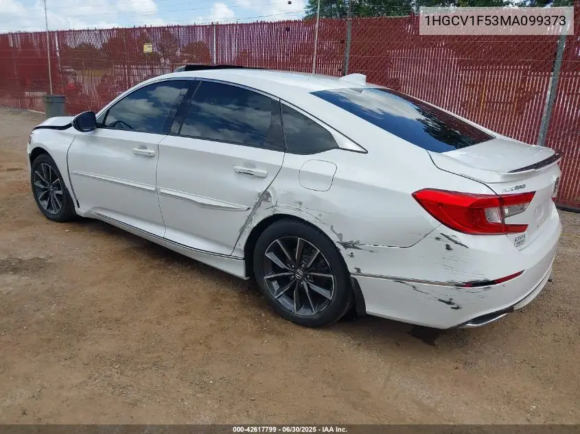 2021 Honda Accord Ex-L VIN: 1HGCV1F53MA099373 Lot: 42617799
