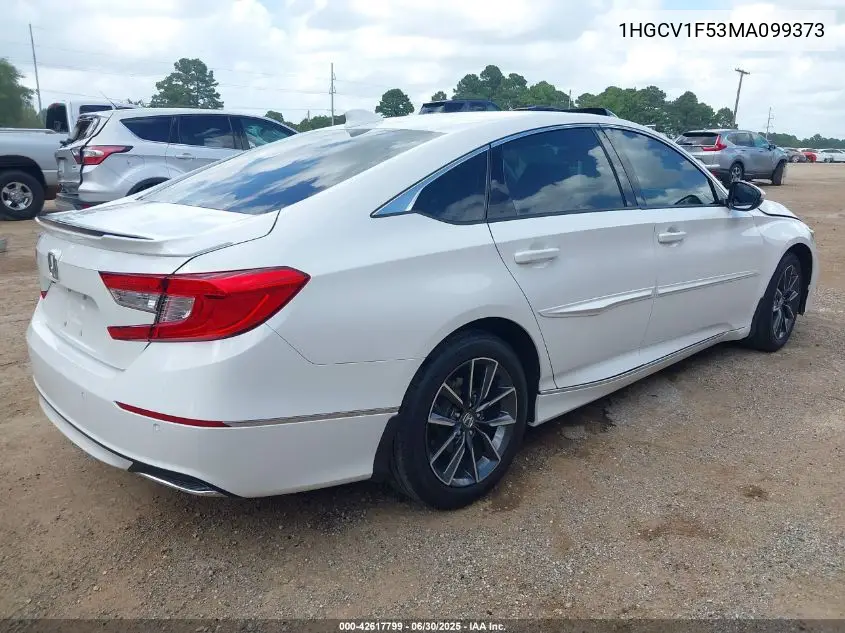 2021 Honda Accord Ex-L VIN: 1HGCV1F53MA099373 Lot: 42617799