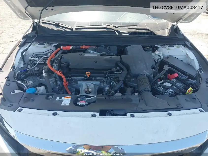 2021 Honda Accord Hybrid VIN: 1HGCV3F10MA003417 Lot: 42617816