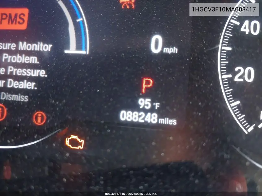 2021 Honda Accord Hybrid VIN: 1HGCV3F10MA003417 Lot: 42617816