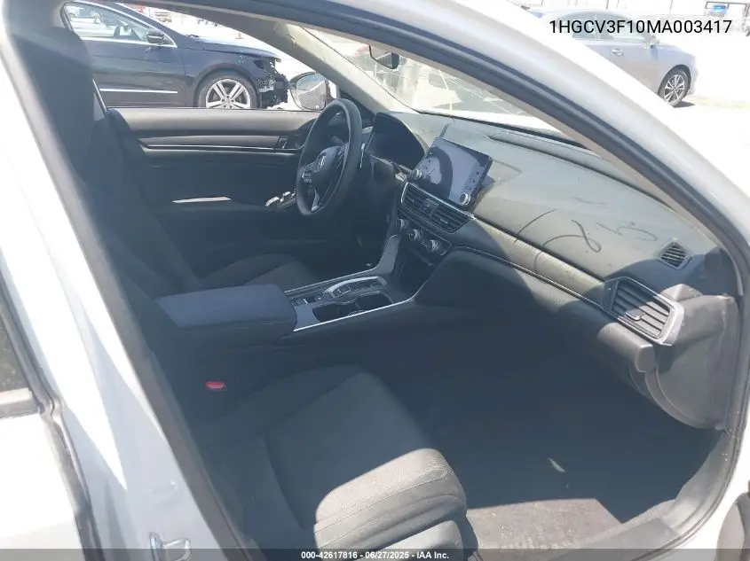 2021 Honda Accord Hybrid VIN: 1HGCV3F10MA003417 Lot: 42617816