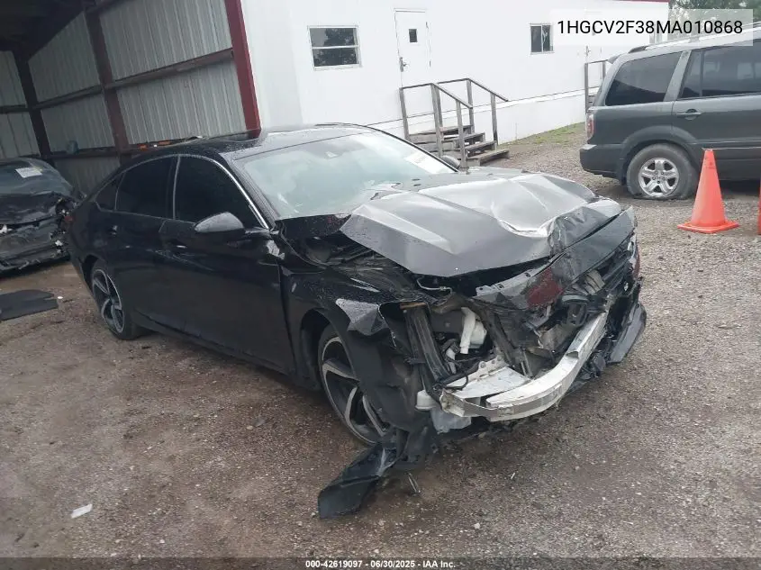 2021 Honda Accord Sport 2.0T VIN: 1HGCV2F38MA010868 Lot: 42619097
