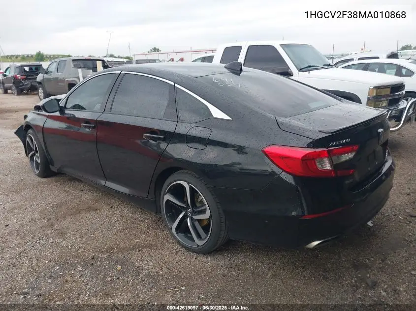 2021 Honda Accord Sport 2.0T VIN: 1HGCV2F38MA010868 Lot: 42619097