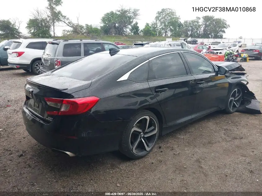 2021 Honda Accord Sport 2.0T VIN: 1HGCV2F38MA010868 Lot: 42619097