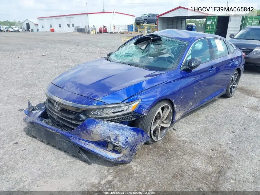 2021 Honda Accord Sport VIN: 1HGCV1F39MA065842 Lot: 42632304