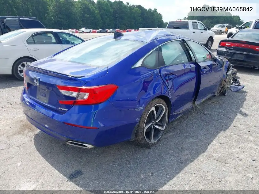 2021 Honda Accord Sport VIN: 1HGCV1F39MA065842 Lot: 42632304