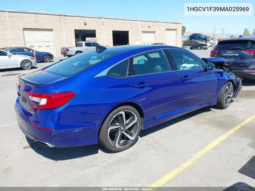 2021 Honda Accord Sport VIN: 1HGCV1F39MA025969 Lot: 42635769