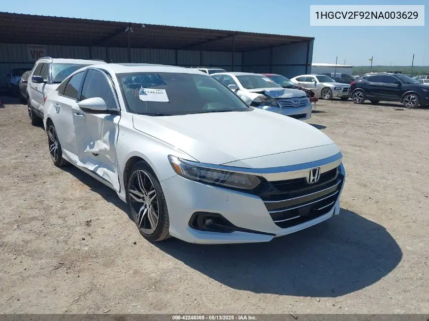 2022 Honda Accord Touring VIN: 1HGCV2F92NA003629 Lot: 42248369